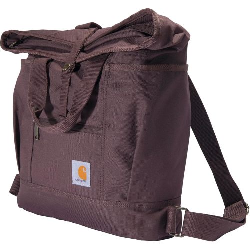 Carhartt Convertible, Durable Tote Bag with Adjustable Backpack Straps and Laptop Sleeve, Wine, One Size