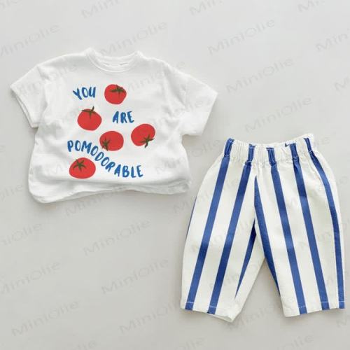 YOU ARE POMODORABLE Baby 2-Piece Blue Set