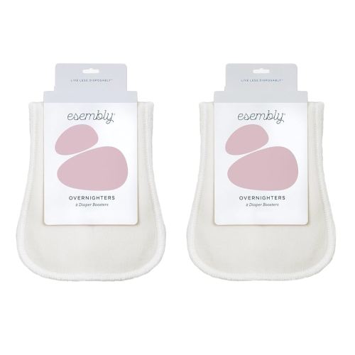 Esembly Overnighters – Organic Cotton Cloth Diaper Booster Inserts with Stay-Dry Fleece – Reusable Nighttime Absorbency Doublers for Heavy Wetters – One Size, Pack of 4