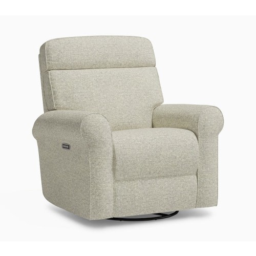 Comfort Deluxe Power Recliner Performance Heathered Basketweave Alabaster White