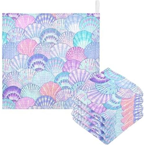 vvfelixl Baby Washcloths Cotton Sea Shell Mermaid Scales Baby Muslin Washcloths Ocean Soft Baby Face Towel for Newborn Infants Baby Wipes, 11.8 X 11.8 Inch, 3 Pack Pink