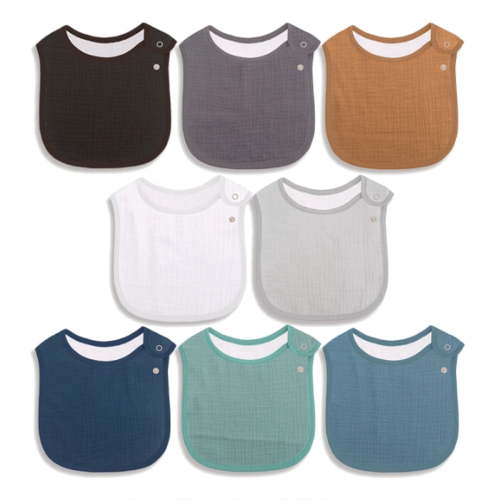 8 Pack Unisex Cotton Muslin Baby Bibs, Soft Absorbent Breathable Adjustable Snap Bibs for Boys Girls Infant Toddler Drooling Feeding