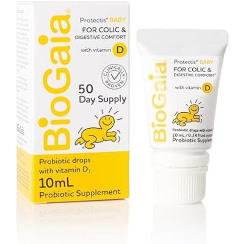BioGaia Protectis Baby Probiotic Drops + Vitamin D | Reduces Colic, Gas & Spit-ups | Healthy Poops | Reduces Crying & Fussing & Promotes Digestive Comfort | Newborns, Babies & Infants | 0.34 oz