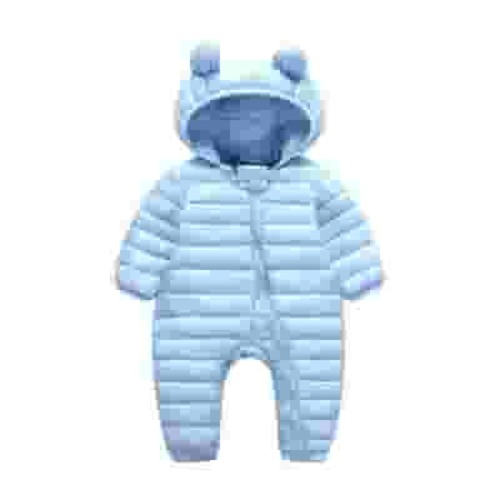 Jgppe Newborn Snowsuit Jumpsuit Winter Warm Solid Color Long Sleeve Zipper Hooded Casual Romper 3-6 Months