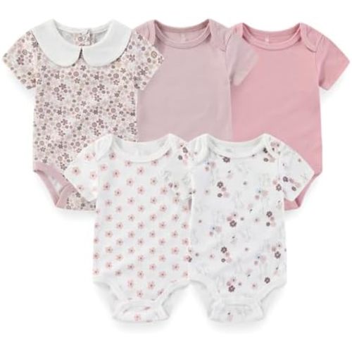 Baby Boy Girl Bodysuit 5 Pack Cotton Short Sleeve Romper Soft Baby Clothes Outfit 0-12 Month