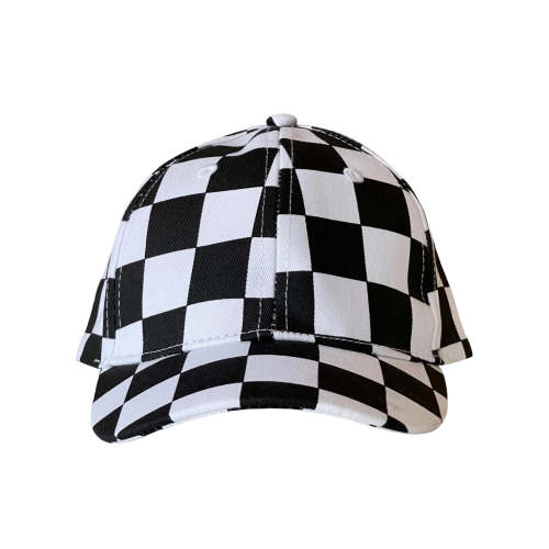 Kids Baseball Hat, Black Checkerboard