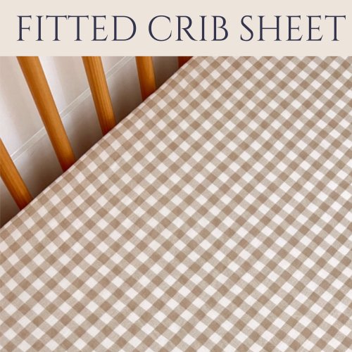Khaki Gingham Crib Sheet Tan Check Changing Pad Cover Gender Buffalo Plaid Gender Neutral Bedding Mini Sheet Baby Nursery Gift for Shower