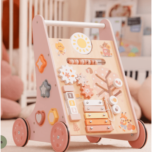 ROBUD Wooden Pink Baby Walker