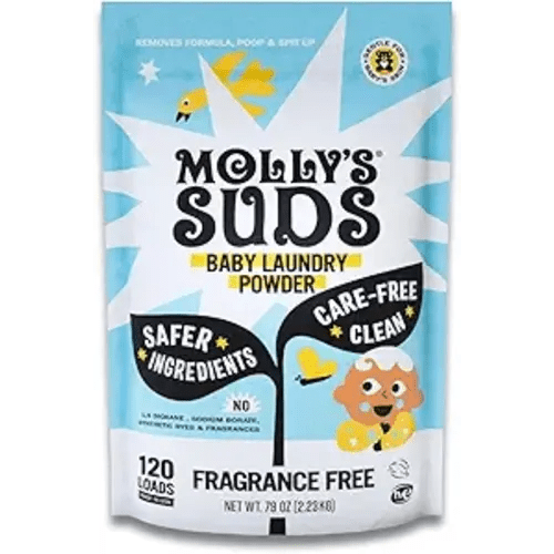 Molly's Suds Baby Laundry Detergent Powder | Removes Formula, Poop & Spit-Up Stains | Extra Gentle for Newborns (Fragrance Free)