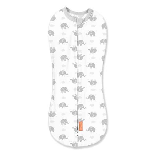 SwaddleMe by Ingenuity Pod, Size Newborn, 0-2 Months, 1-Pack - Gray Elephants