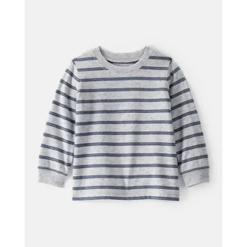 Baby Boy Striped Long-Sleeve Tee- Grey | Carter's