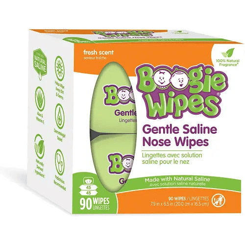Boogie Wipes, Wet Wipes for Baby and Kids, Nose, Face, Hand and Body, Soft and Sensitive Tissue Made with Natural Saline, Aloe, Chamomile and Vitamin E, Fresh Scent, 45 Count (Pack of 2)
