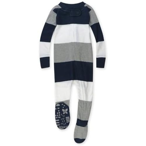 Non-slip Footed Pajamas One-piece Sleeper Zip-front Pjs 100% Organic Cotton for Baby Boys