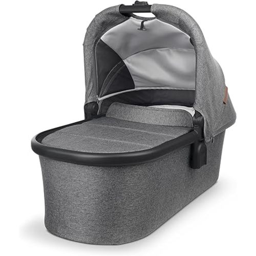 UPPAbaby Bassinet/Compatible with Vista, Cruz, Ridge, Minu Strollers/Overnight Sleep Solution/Mattress, Sheet, and Bug Shield Included/Greyson (Charcoal Mélange/Carbon Frame)