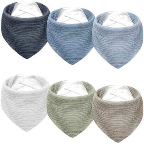Muslin Baby Bibs 6-Pack Baby Drool Bandana Bibs for Baby Girls Boys Infant Newborn Toddler Drooling and Teething