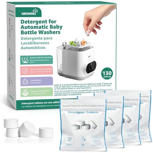 260ct GROWNSY Official Detergent Washing Tablets - 130 PCS, Compatible with Momcozy Baby Bottle Washers (Pack of 2)