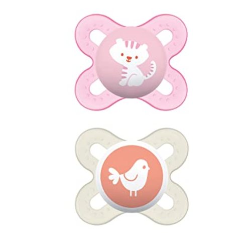 MAM Original Start Newborn Baby Pacifier, Best Pacifier for Breastfed Babies, Sterilizer Case, Girl , 0-3 Months (Pack of 2) - Girl 1