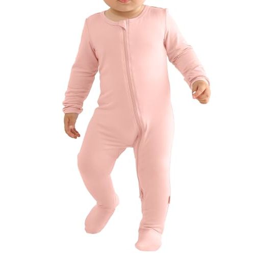 Ekkimy Long Sleeve Baby Footies Bamboo Rayon Romper Infant Double Zipper One-Piece Clothes Boys Girls Outfits