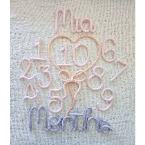 Customized Knitted Birthday Milestone Set & Name Bundle | Milestone Marker | Baby Birthday Milestone | Baby Milestone Number Set
