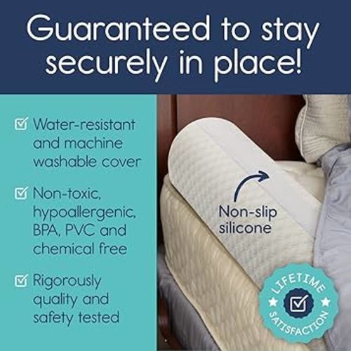 hiccapop [2-Pack] Foam Bed Bumpers for Toddlers, Toddler Bed Rails w/ Water-resistant Cover, Bed Guard Rail for Toddlers for Twin, Queen, King Beds