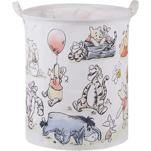 Winnie Storage Basket, Nursery Large Hamper Canvas Laundry Basket Foldable With Waterproof Pe Coating,For Kids Boys And Girls, Bathroom, Bedroom, Clothes,Toy Bin