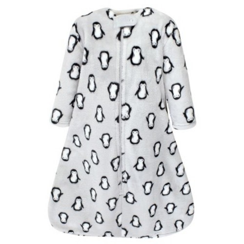 Hudson Baby Plush Long-Sleeve Sleeping Bag, Sack, Blanket, Gray Penguin, 0-6 Months