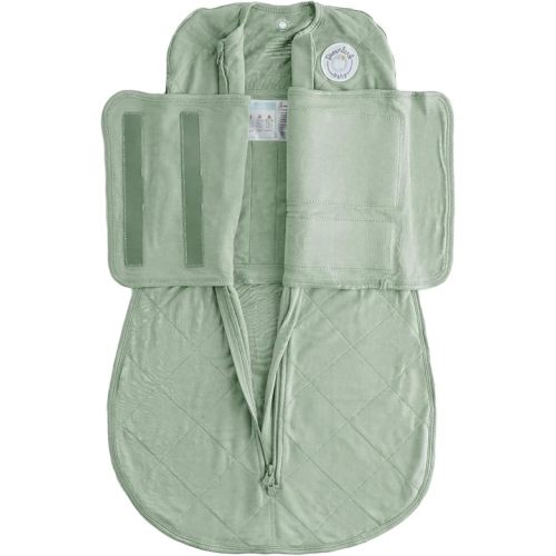 DREAMLAND BABY Bamboo Viscose Swaddle Sleep Sack (0-6 Months). Ultra Soft Swaddle Blanket w/Built in Band. 97% Viscose, 3% Spandex (Sage)