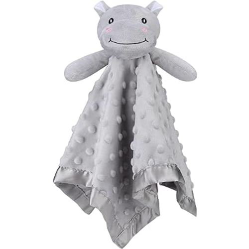 Pro Goleem Hippo Loveys for Babies, Soft Security Blanket Baby Snuggle Toy Newborn Stuffed Animals Baby Gifts for Boys and Girls, 16 Inch