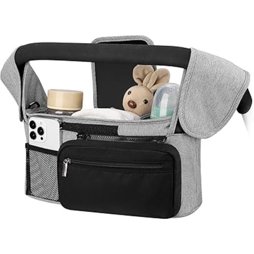 Accmor Universal Stroller Organizer with Insulated Cup Holder Detachable Phone Bag and Shoulder Strap,Stroller Bag Caddy Organizer Accessories Fits for Uppababy, Baby Jogger, Britax Strollers