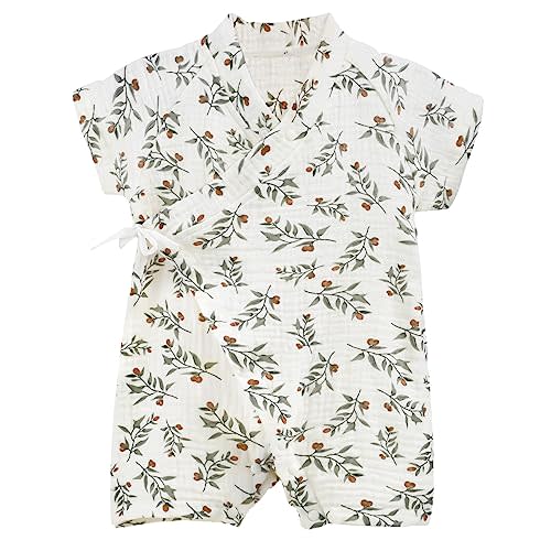 PAUBOLI Baby Kimono Robe Newborn Cotton Yarn Bodysuit Romper Infant Japanese Pajamas 0-24 Months