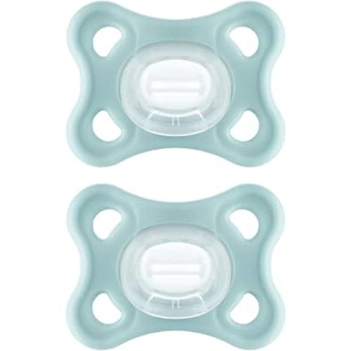 MAM Comfort Baby Pacifiers, Lightweight One-Piece Full Silicone Binky for Newborns 3-12 Months, BPA-Free, Easy to Clean Pacifier, Best for Breastfed Babies, with Sterilizer Case, 2 Count Binkies
