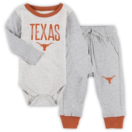 Texas Longhorns Wes & Willy Infant Jie Jie Long Sleeve Bodysuit & Pants Set - Heather Gray
