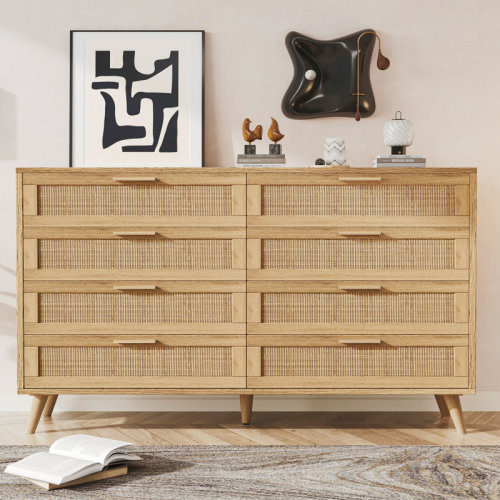 Bay Isle Home™ Abrienne 8 - Drawer Dresser, Bedroom Chest of Dressers, Modern Wooden Dresser Chest with Golden Handles & Reviews | Wayfair