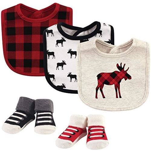 Hudson Baby Unisex BabyCotton Bib and Sock Set