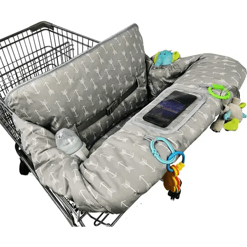 ICOPUCA Shopping Cart Cover for Baby boy Girl, Anti Slip Design, Cotton High Chair Cover, Machine Washable for Infant, Toddler, Grocery Cover (Grey)
