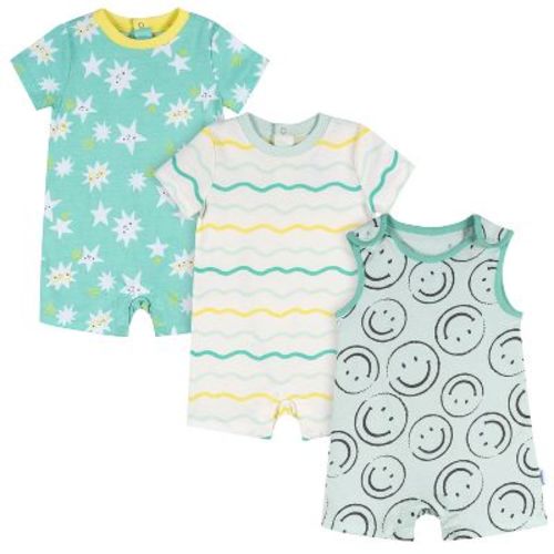Onesies Brand Baby Neutral 3-Pack Rompers, Smiles, 0-3 Months
