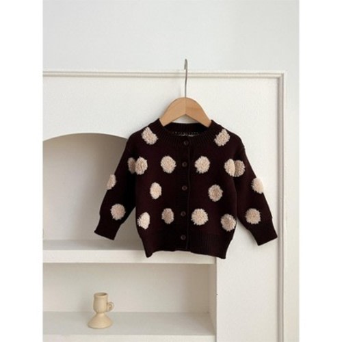 MyKids-USA Children Polka Dots Knitted Cardigan For Spring Boys And Girls Sweater Coffee 100