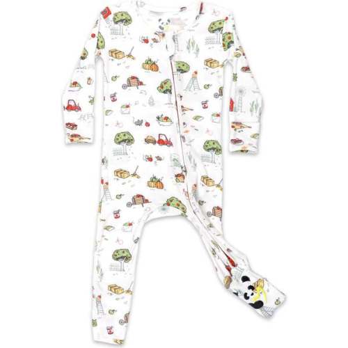 Fall Vibes Bamboo Convertible Footie, White - Bellabu Bear | Maisonette