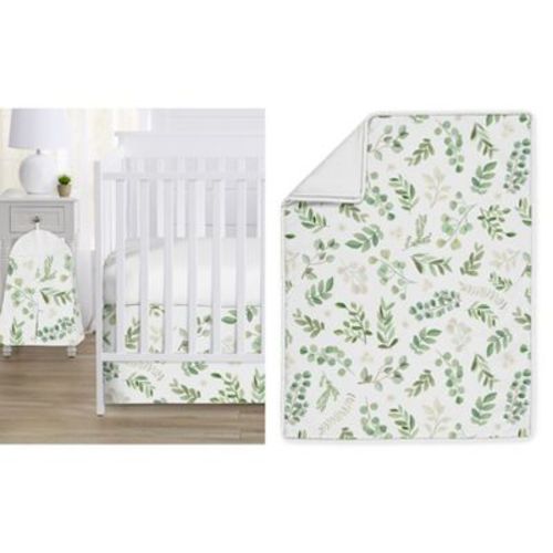 Sweet Jojo Designs Boy Or Girl Gender Neutral Unisex Baby Crib Bedding Set - Botanical Leaf Collection 4pc