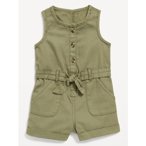 Sleeveless Tie-Front Utility Romper for Baby