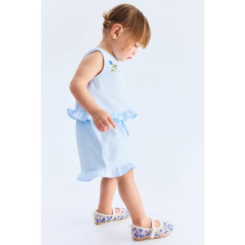 2-PIECE EMBROIDERY-DETAIL POPLIN SET