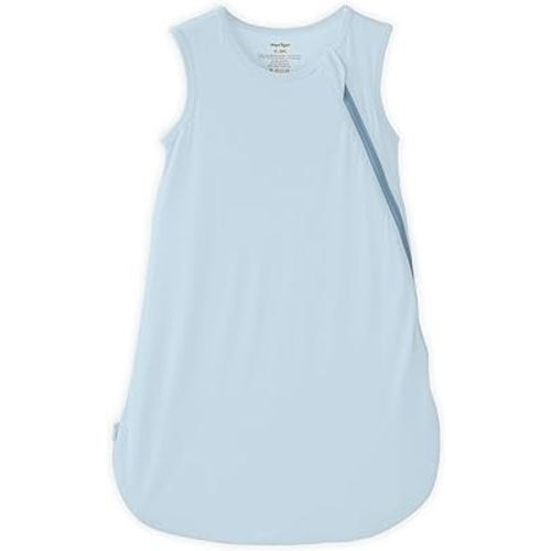 Unisex Baby Bamboo Rayon Sleep Sack - 1.0 TOG Organic Sleeveless Wearable Swaddle Blanket for Boy & Girl (Blue, 0-6 Months)