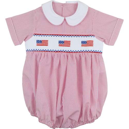 Red Gingham Smocked Flags Bubble – Cecil & Lou