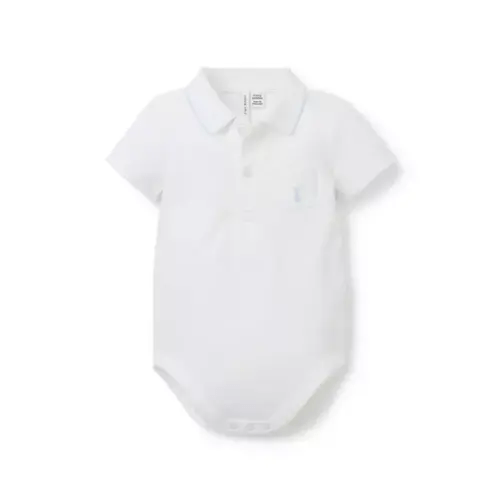 Baby White Baby Bunny Pique Polo Bodysuit by Janie and Jack
