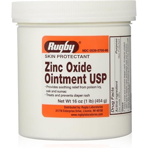 Rugby Zinc Oxide Ointment Skin Protectant - 20% - 16 Oz (1lb) (454 g) - 1 Pack