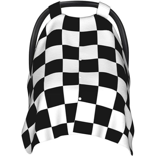 Checkerboard Car Seat Covers for Babies Carseat Canopy Cover Nursing Cover for Boys Girls Baby