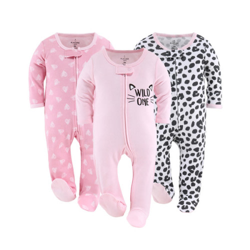 Pink Cheetah Hearts Sleep n Play Pajamas