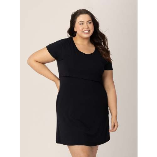 Eleanora Bamboo Maternity & Nursing Dress | Black - Kindred Bravely
