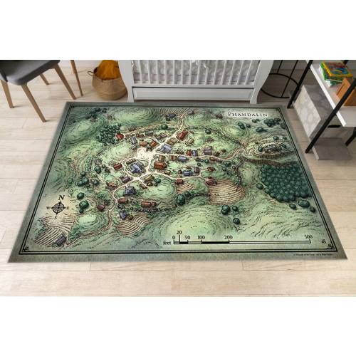 55"x78" Dungeons Dragons Rug, Phandalin Map, DND Map Rug, Game Map, Boys Room Decor, Gamer Rug, Gaming Room Carpet, Gift For Him, Personalized Gift