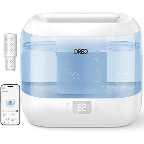 Dreo Humidifiers for Bedroom, Top Fill 4L Smart Cool Mist Humidifier with Oil Diffuser, Cartridge, Nightlight, 32H Runtime, Quiet Ultrasonic Humidifiers for Home, Baby Nursery, Plants, Office, HM311S